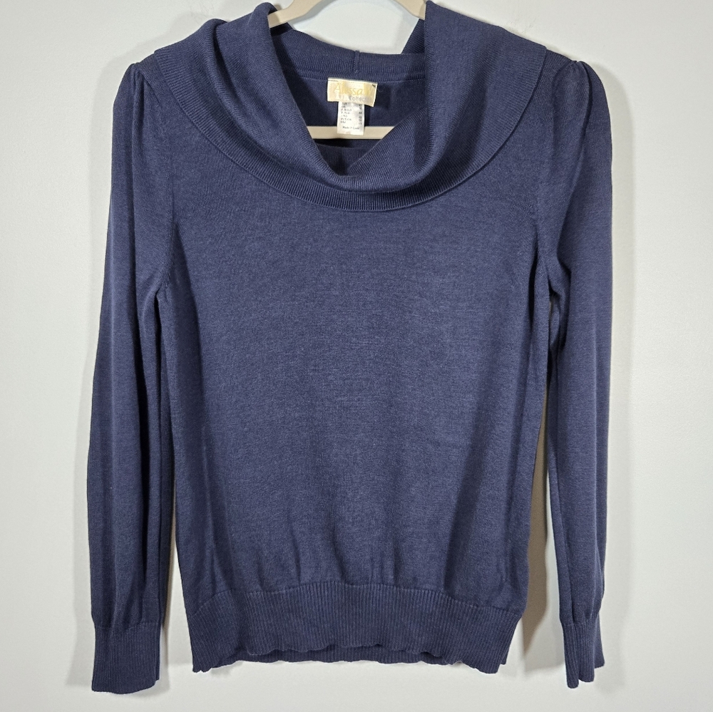 Alessa‎ W Collection Navy Cowl Neck Sweater Womens Size 10 Long Sleeve Knit